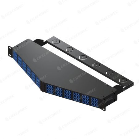 1U 144 Port Angled  MTP To LC Fiber Optic Panel With Rear Cable Management